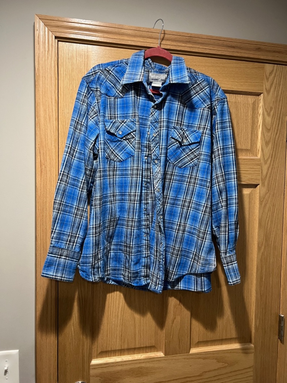 Wrangler Blue Plaid Western Shirt